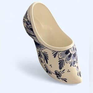 Vintage Delft Porcelain Shoe Hand-Painted Blue & White Mini Shoe Cottagecore